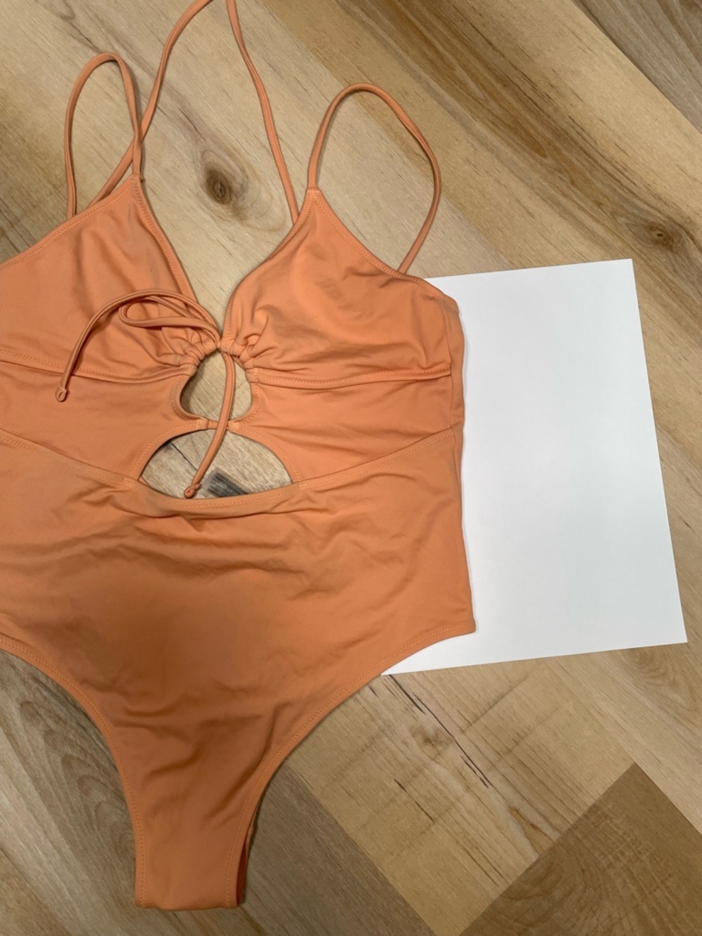 PINK Victoria's Secret Peach One-Piece Swim with Front Cutouts - Picture 5 of 8